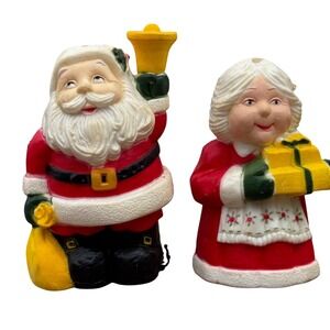 YDC Vintage Santa & Mrs Claus Salt Pepper Shakers Christmas Decor 1984 Hong Kong